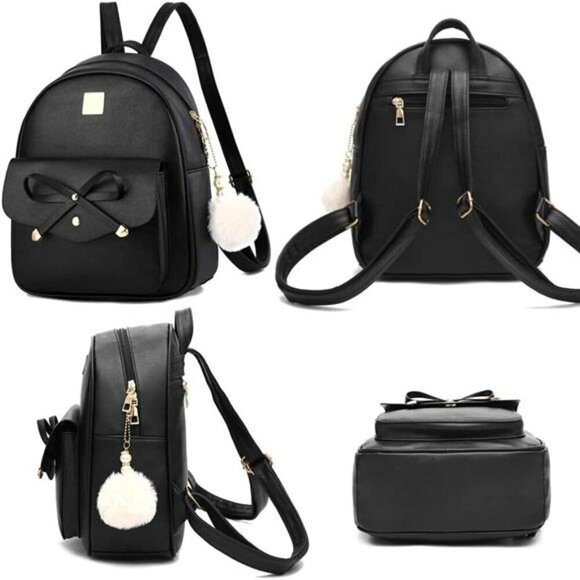 Girls Bowknot 3-Pieces Fahsion Leather Backpack Backpack Purse for Women main image 6